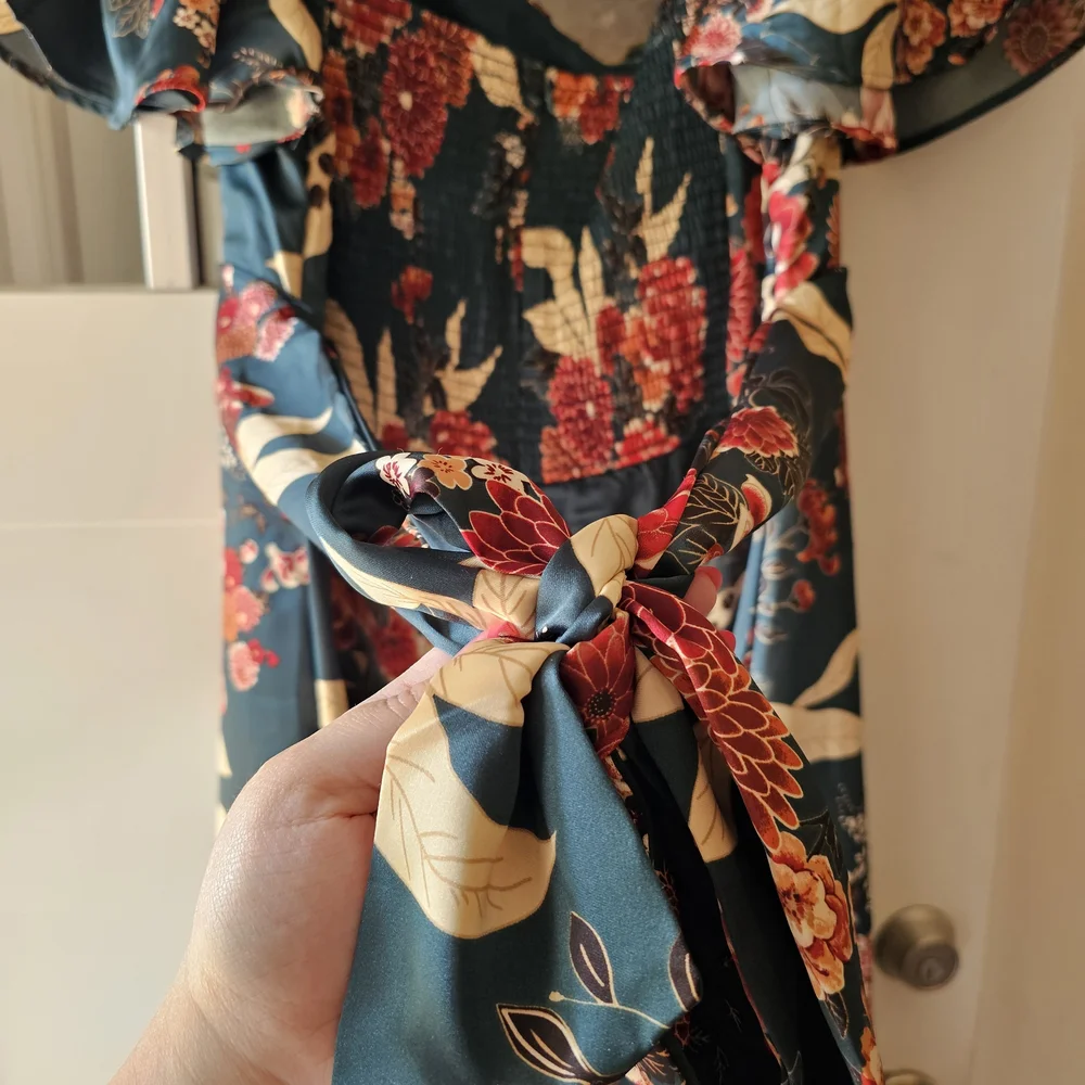 ARULA Dark Green Floral Maxi Dress - Picture 3 of 7